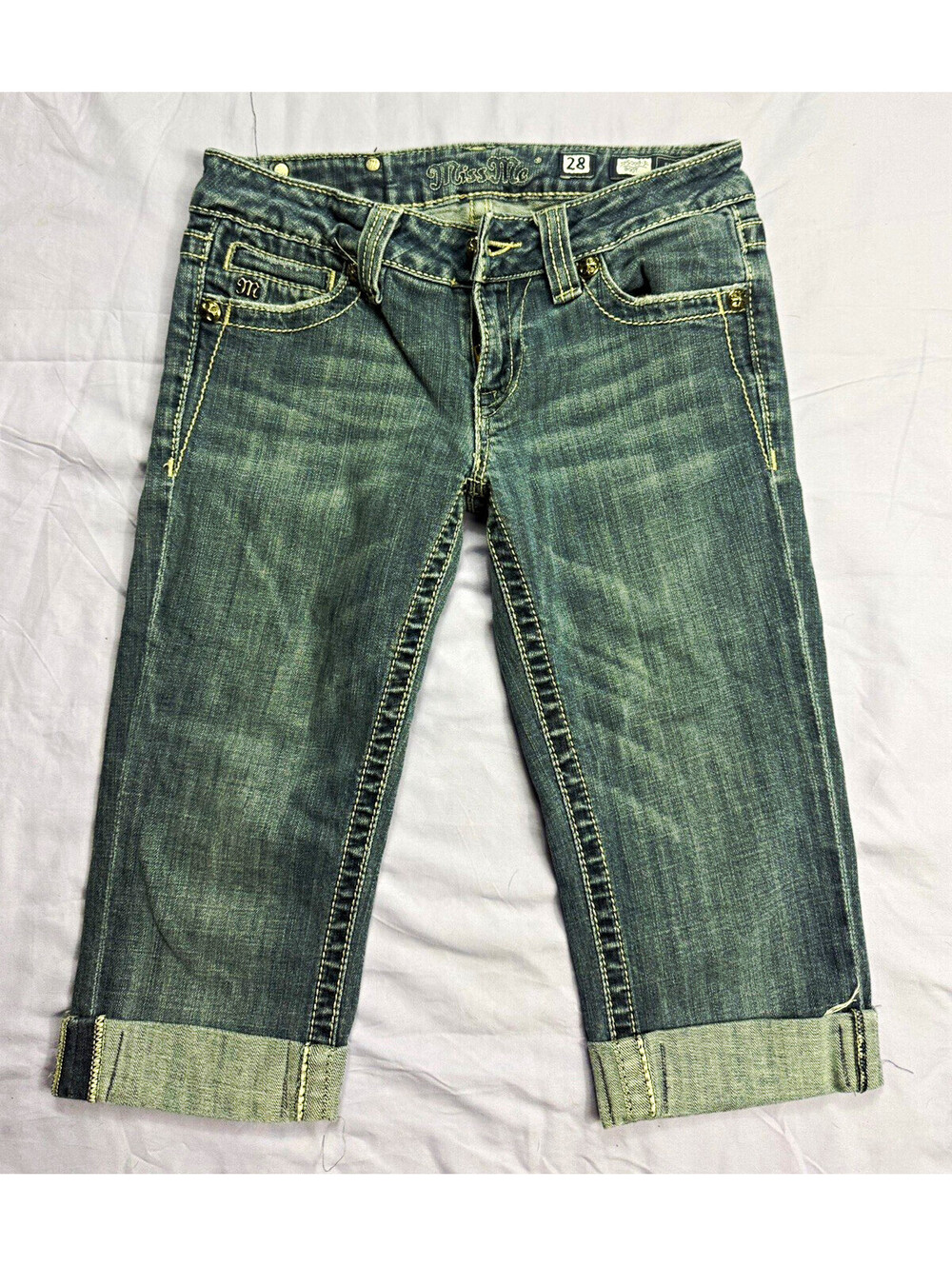 Miss Me Women's Blue Medium Wash Mid-Rise Bootcut Stretch Jeans, 5-Pocket